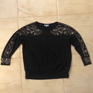 Ladies Embellished Blouse Long Sleeve Banded Bottom